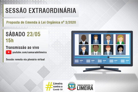 Câmara de Limeira realiza sessão extraordinária no sábado (23/5), às 15h