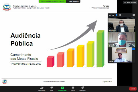 Audiência pública na Câmara apresenta metas fiscais do 1º quadrimestre de 2020