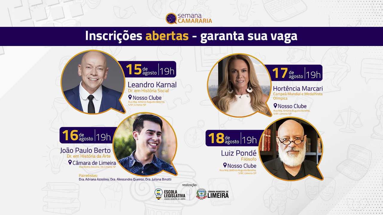 Inscrições para eventos da Semana Camarária começam nesta terça-feira, 25 de julho