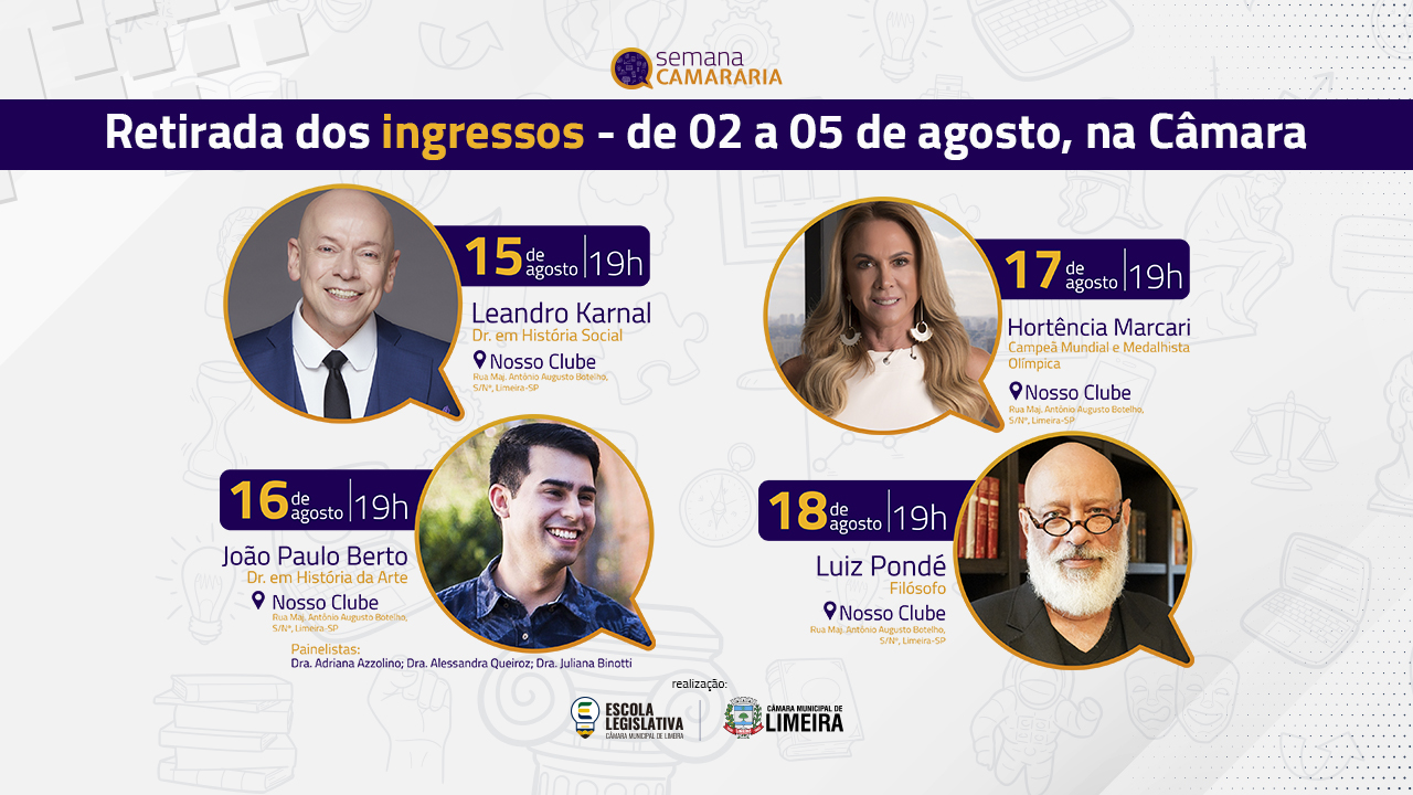 Retirada de ingressos para Semana Camarária estará disponível entre dias 2 e 5 de agosto