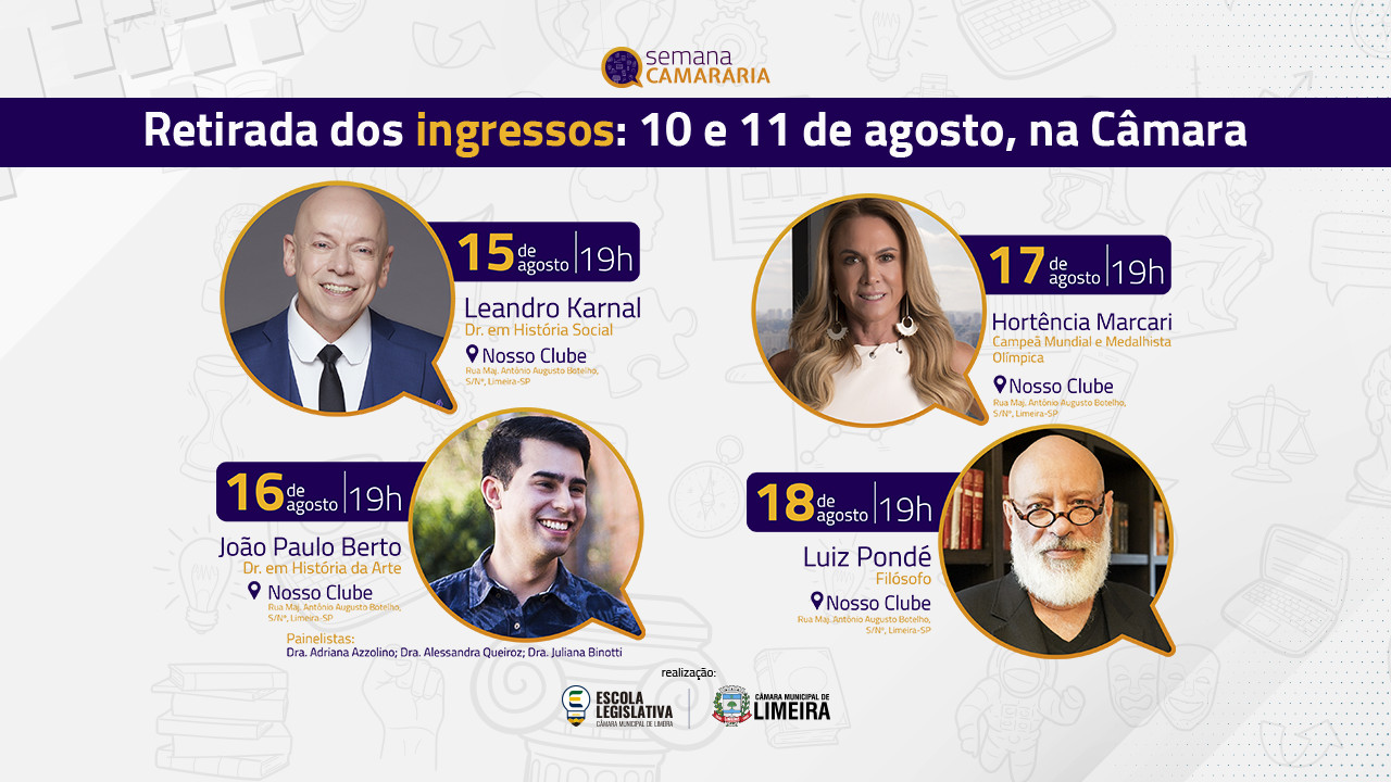 Semana Camarária: retirada de ingressos remanescentes será dias 10 e 11 de agosto