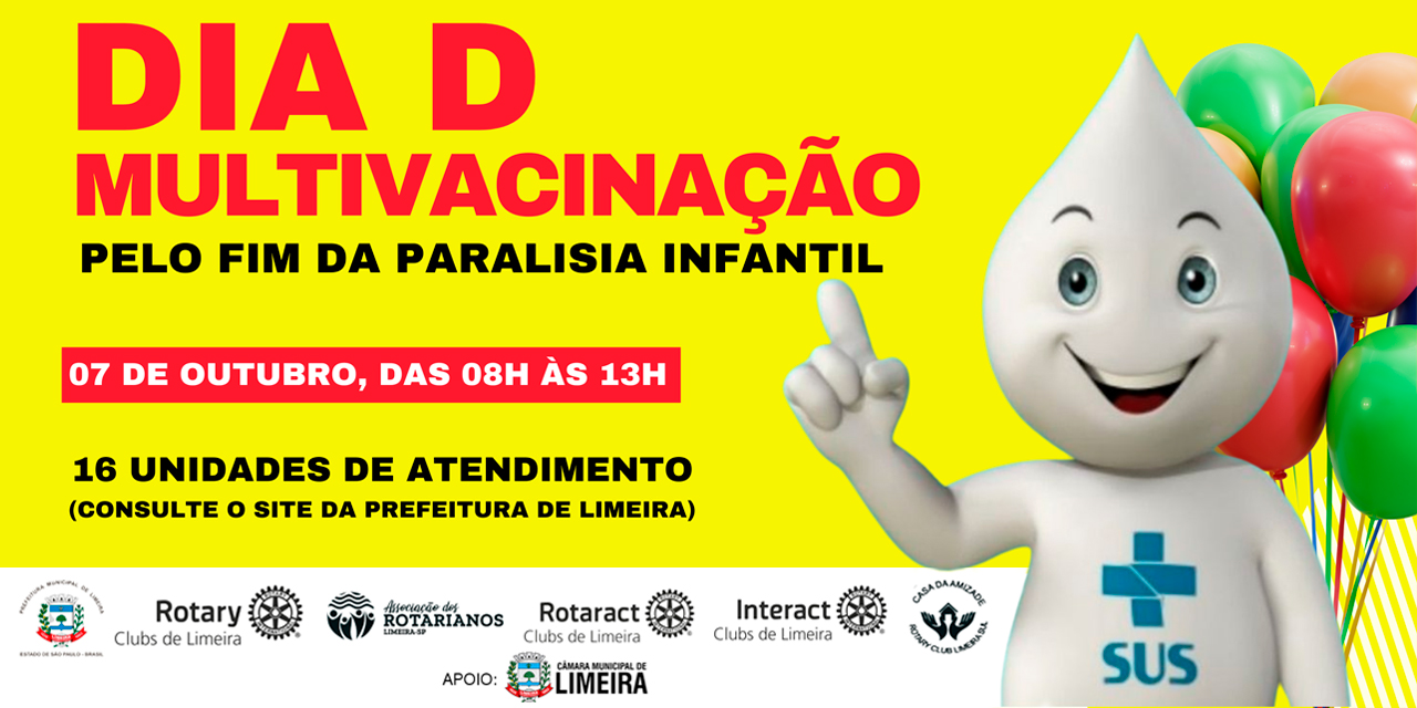 Dia D: Multivacinação contra a paralisia infantil acontecerá neste sábado (7/10)