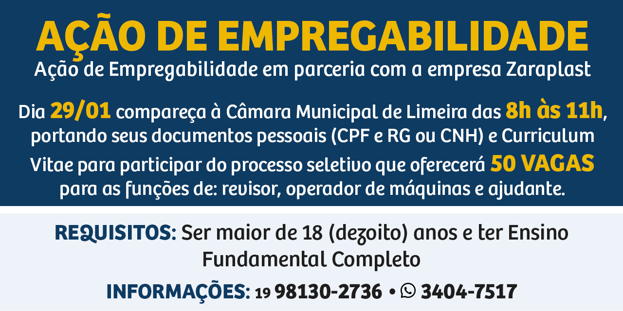 Em parceria com Zaraplast, Câmara promove ação de empregabilidade