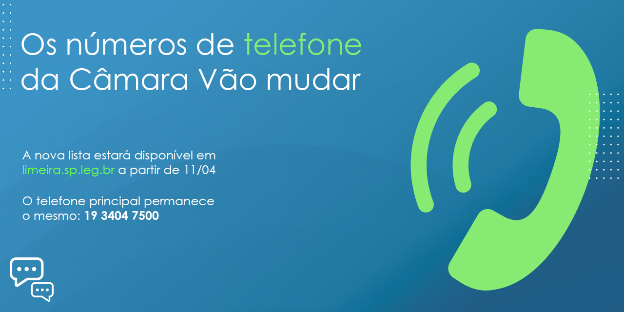 Números de telefone da Câmara de Limeira vão mudar a partir do dia 11 de abril